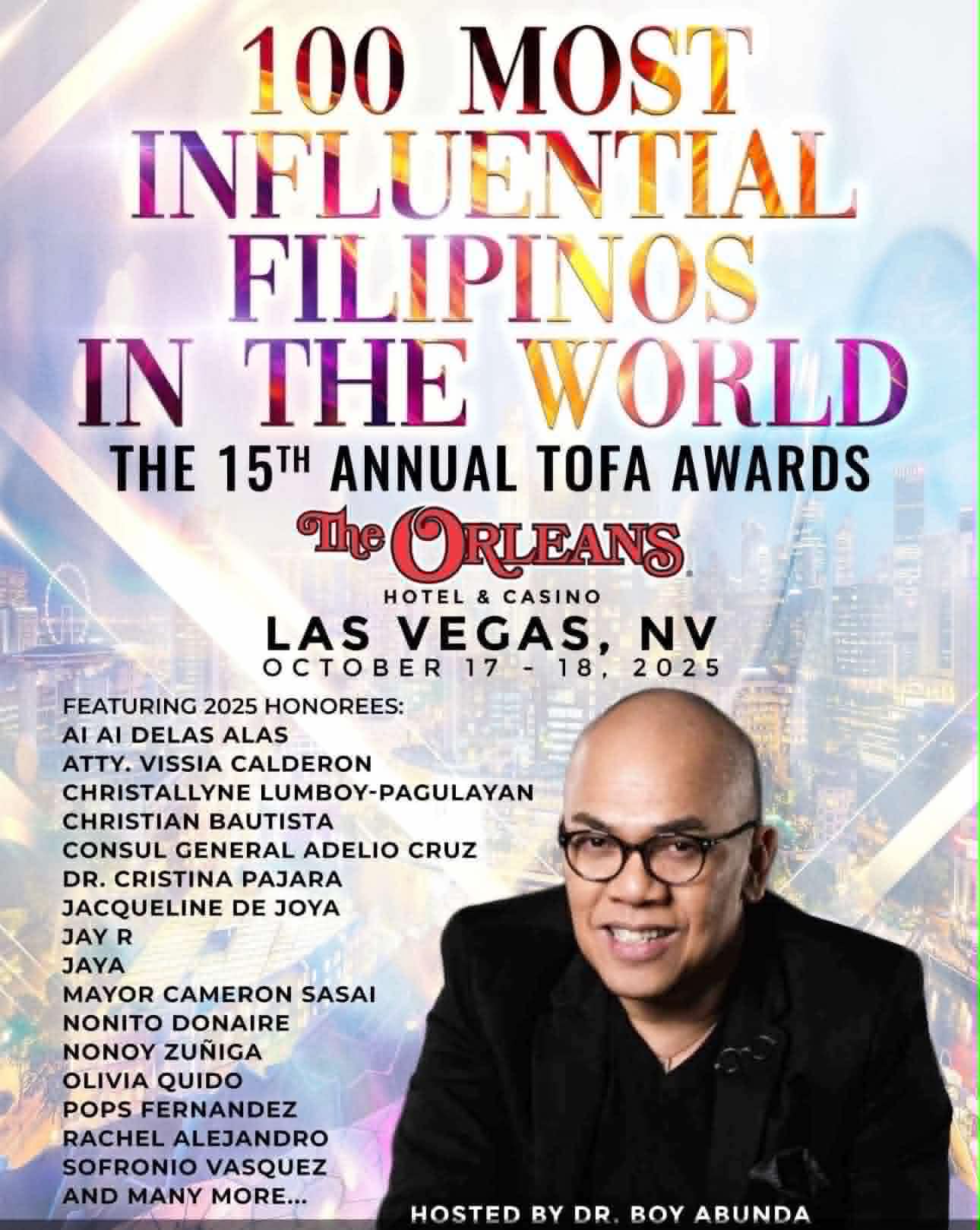Official TOFA Awards 2025 honoree poster listing Christallyne Lumboy-Pagulayan